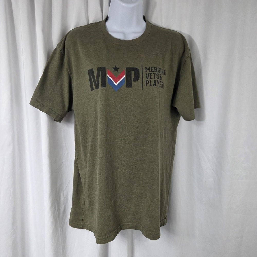 MVP Shirt Mens Large Green Merging Vets & Players Graphic Tee Top Military